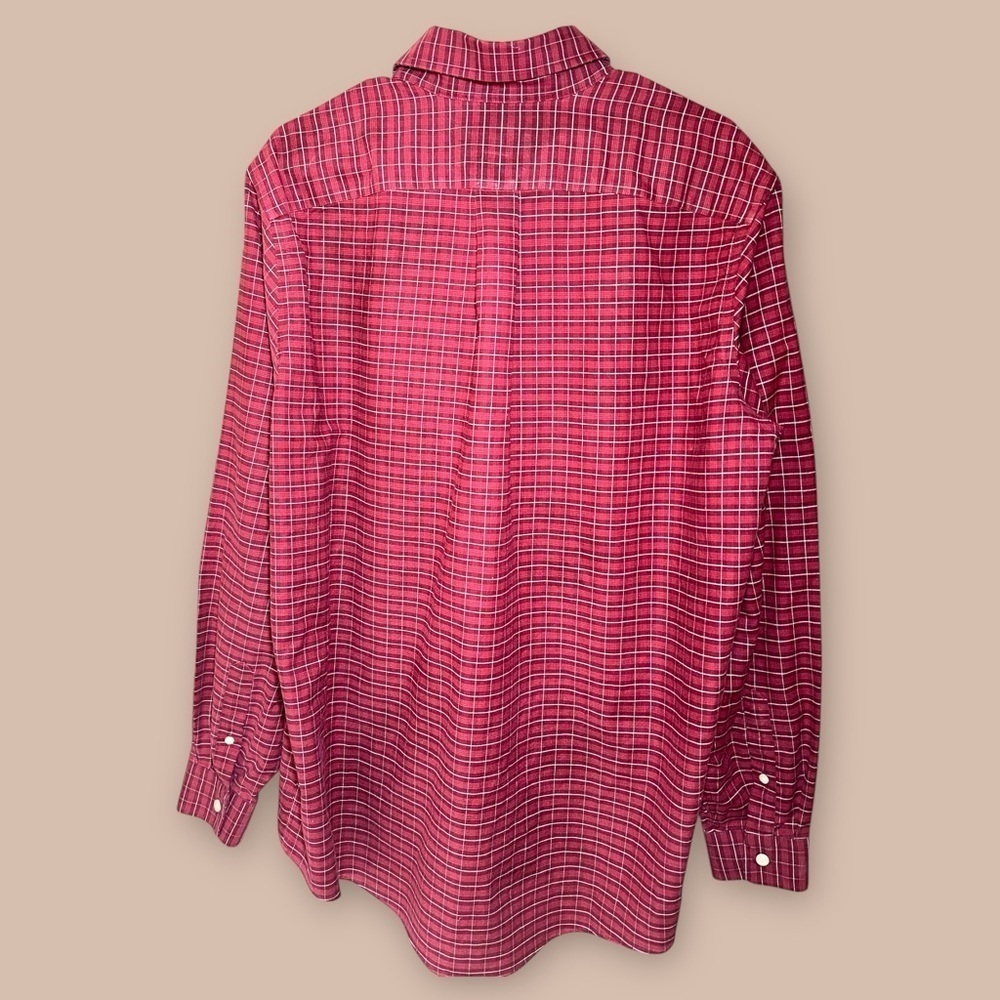 Eddie Bauer men’s red long sleeve plaid button down shirt size L - Picture 2 of 9